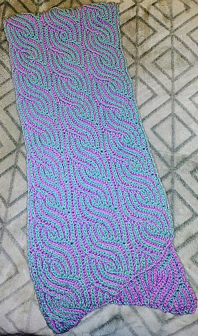 my 2nd brioche scarf, folded view