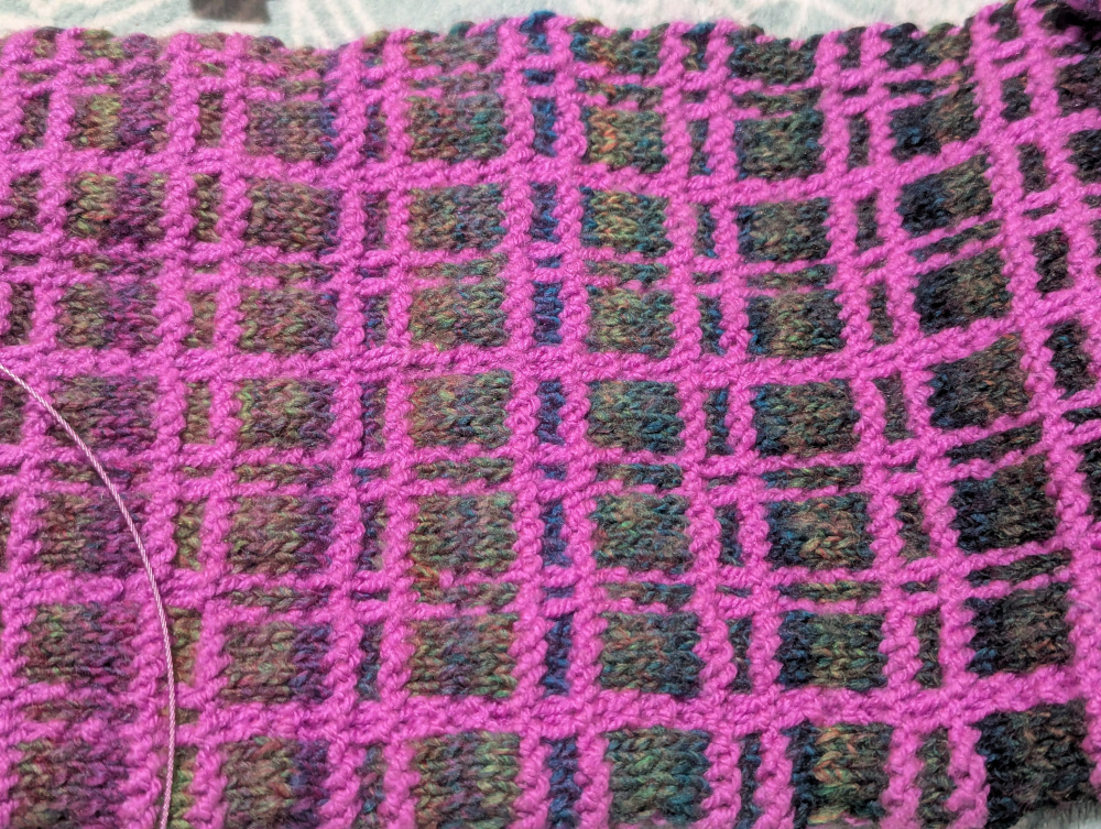 mosaic plaid knit scarf