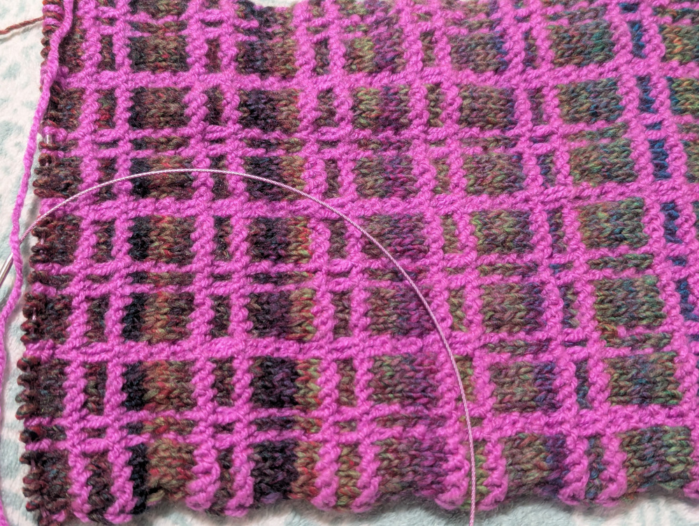 mosaic knit plaid scarf