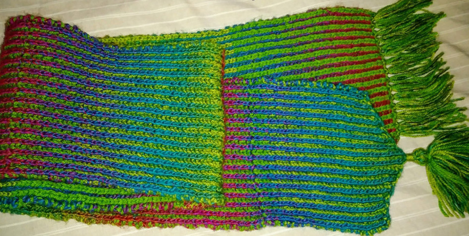 my first brioche scarf, side a