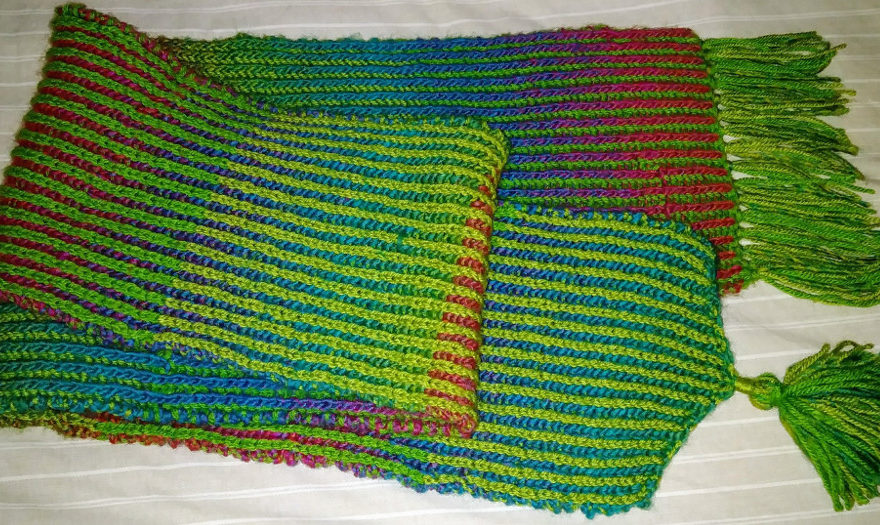 my first brioche scarf, side b