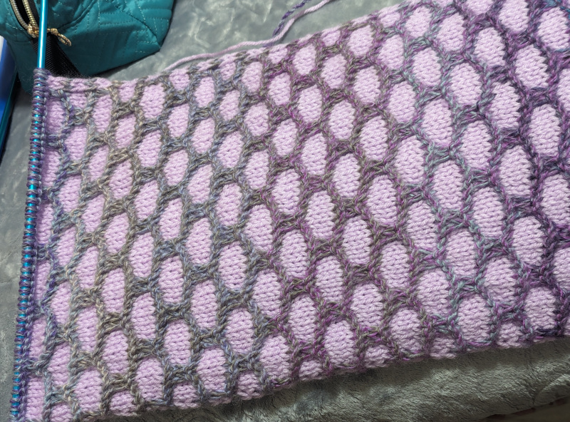 What's on my needles - mosaic scarf